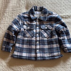 Zara Blue Plaid Boys Fleece Lined Jacket